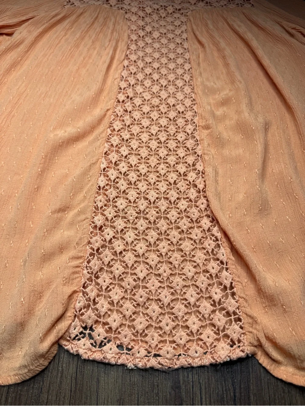 Free People Peach Crochet Lace Back Boho Blouse S